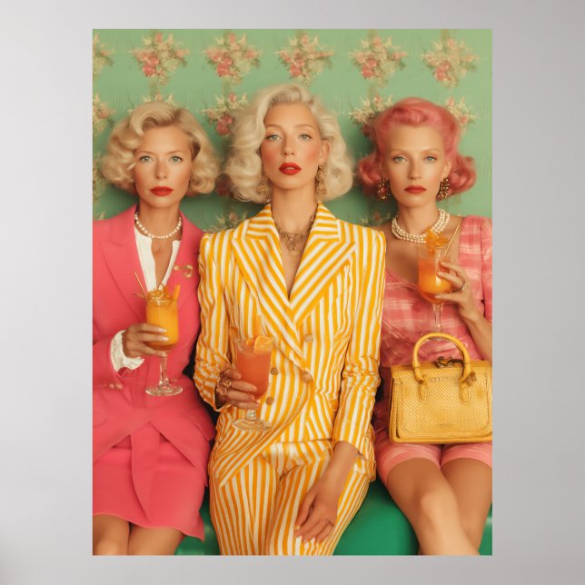 Eleganta damers retrococktailögonblick poster (Framsidan)