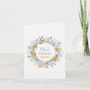Eleganta dammiga blå rosor och baby’s breath inbjudan