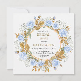 Eleganta dammiga blå rosor och baby’s breath inbjudningar