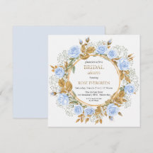 Eleganta dammiga blå rosor och baby’s breath