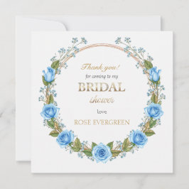 Eleganta dammiga blå rosor och gips tack kort