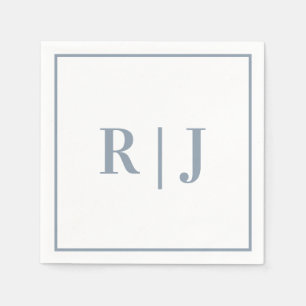 Eleganta dammiga blåa monogram initialer bröllop pappersservett