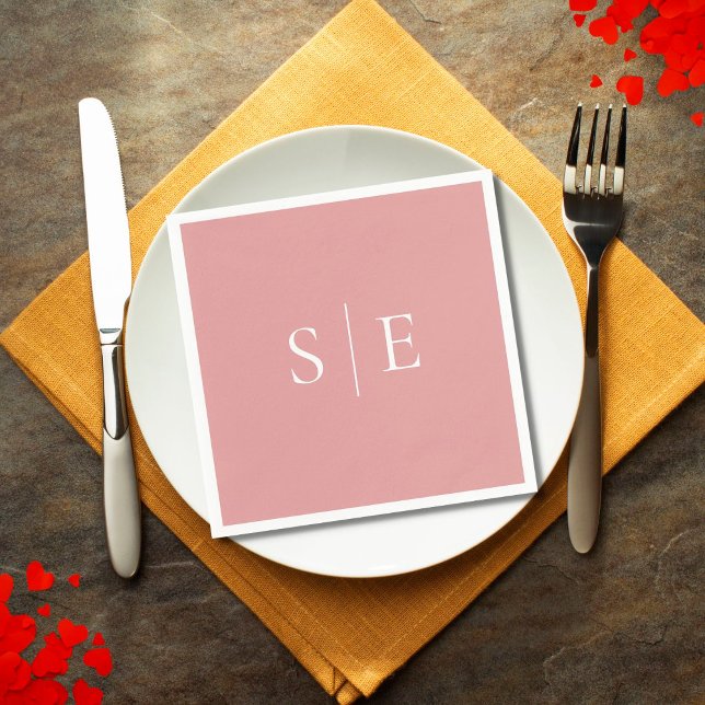 Eleganta dammiga rosafärgade monogram minimalis na pappersservett (Skapare uppladdad)