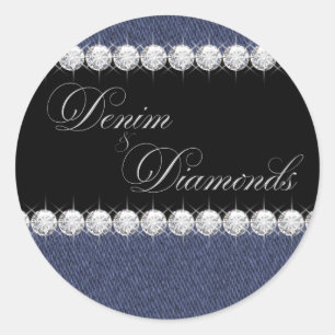 Eleganta Denim och Diamant-dekaler Runt Klistermärke