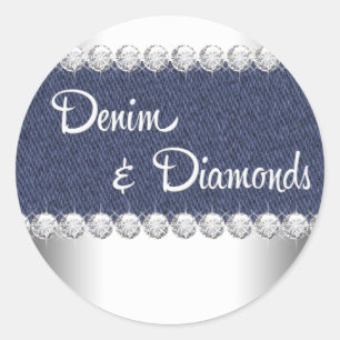 Eleganta Denim och Diamant-dekaler Runt Klistermärke