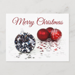 Eleganta diamant- och röda juldekorationer vykort