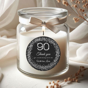 Eleganta Diamanter 90-årsdag Tack-klistermärke Runt Klistermärke