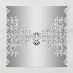 Eleganta diamanter och silverbröllop inbjudningar