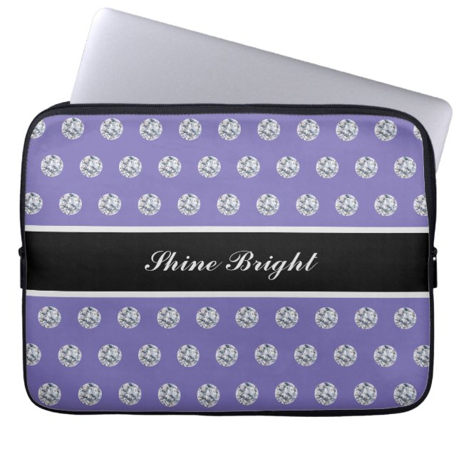 Eleganta diamanter på lila blå bärbar dator laptop fodral (Framsidan)