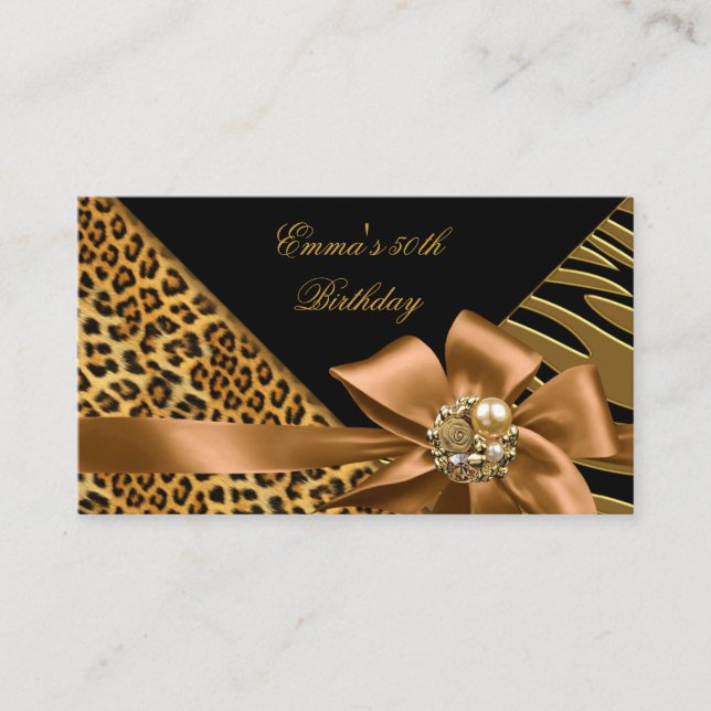 Eleganta Directions Party Zebra Leopard Guld Svart Tilläggskort (Framsida)