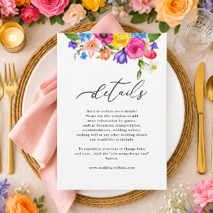Eleganta djärva färgglada blomsterdetaljer från br tilläggskort