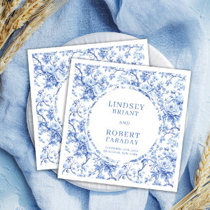 Eleganta djupblå Toile Rosor Skräddarsydda Bröllop Pappersservett