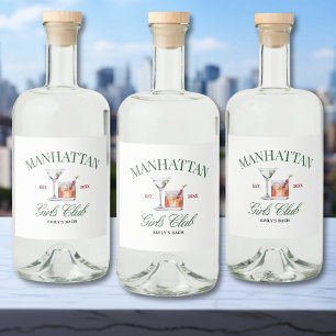 Eleganta drinkar Grön och röd tjejklubb Spritflaskor Etikett