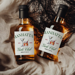Eleganta drinkar Grön och Röd Tjejklubb Spritflaskor Etikett