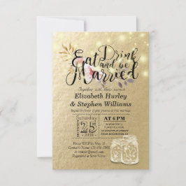 Eleganta EAT Drink & Be Married Bröllopsinbjudning Inbjudningar