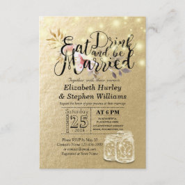 Eleganta EAT Drink & Be Married Bröllopsinbjudning Inbjudningar