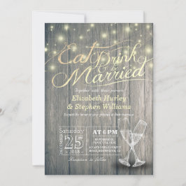 Eleganta EAT Drink & Be Married Bröllopsinbjudning Inbjudningar
