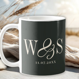 Eleganta ebenholts initial brudpar kaffemugg
