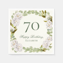Eleganta Elfenbensfärgade Blommiga 70-årsfirande S