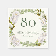 Eleganta Elfenbensfärgade Blommiga 80-årsfirande S