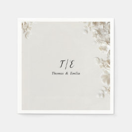 Eleganta elfenbensfärgade blomminimalistiska serve pappersservett