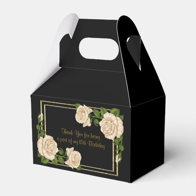 Eleganta elfenbensrosor & guldglitter 18-årsdag presentaskar (Baksidan Sidan)