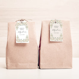 Eleganta elfenbensvita blomsterbröllopspresenttags presentetikett