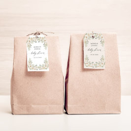 Eleganta elfenbensvita blomsterbröllopspresenttags presentetikett