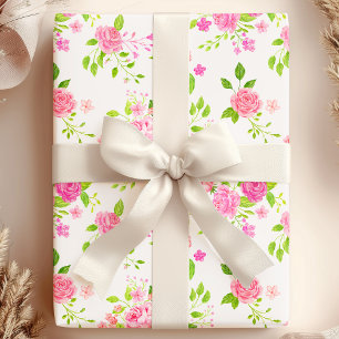 Eleganta engelska rosor akvarell blomstermönster presentpapper