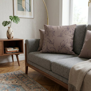 Eleganta Enkla Botaniska blad i Taupe Kudde