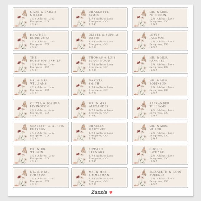 Eleganta etiketter för gästadress (Ark)