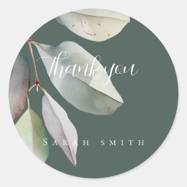  Eleganta eucalyptusblad  Runt Klistermärke (Framsida)