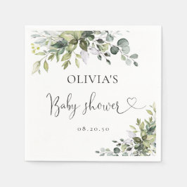 Eleganta Eukalyptus Baby Shower Pappersservetter