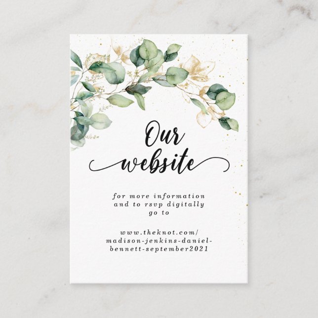 Eleganta Eukalyptusblad Bröllop Tilläggskort (Framsida)