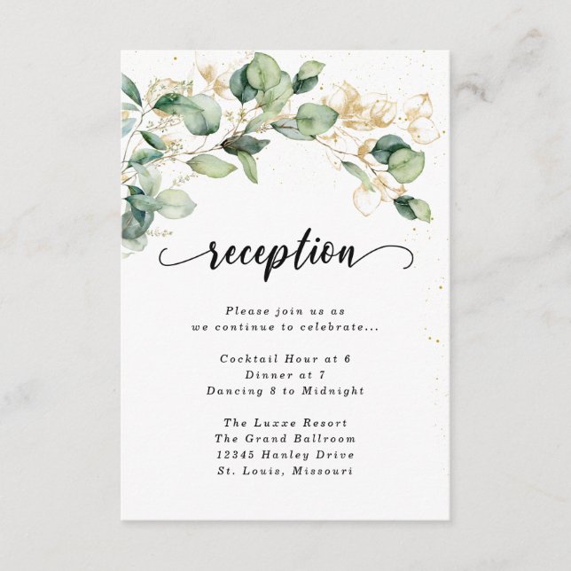 Eleganta Eukalyptusblad Bröllop Tilläggskort (Framsida)
