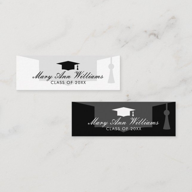 Eleganta examensbevis med akademisk mössa logotyp mini visitkort (Fram/baksida)