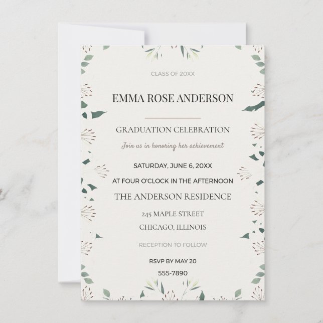 Eleganta examensfest-inbjudningar för studenter inbjudningar (Framsida)