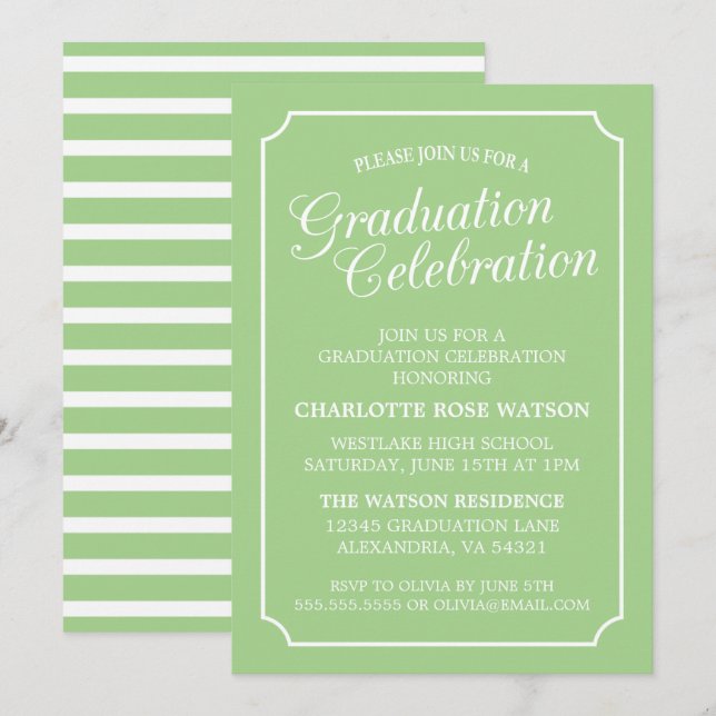 ELEGANTA EXKLUSIVA GRADUATIONSFESTINBJUDAN INBJUDNINGAR (Fram/baksida)