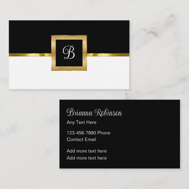 Eleganta exklusiva monogram visitkort (Fram/baksida)