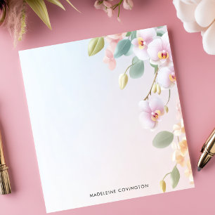 Eleganta fallande rosa orkidéer Personligt namn Anteckningsblock