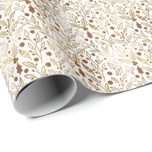 Eleganta falsfolie jul botanik presentpapper (Rullad Hörn)