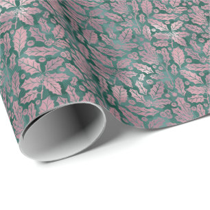 Eleganta falsfolie julplaid botanik presentpapper
