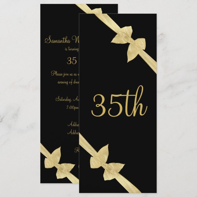 Eleganta falska guldbågar 35-årsdag inbjudningar (Fram/baksida)