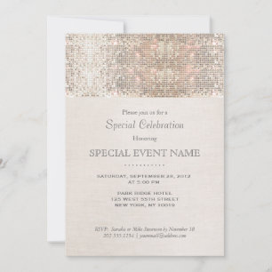 Eleganta falska silverpaljetter Beige linne look Inbjudningar