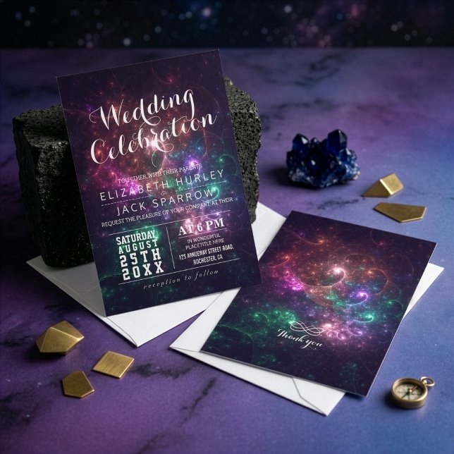 Eleganta fantastiska galaxbröllopsinbjudningar inbjudningar (Skapare uppladdad)