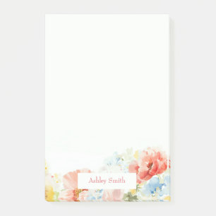 Eleganta färgrika akvarellblommor eller vilda blom post-it block