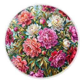 Eleganta färgrika målade pionblommor knopp