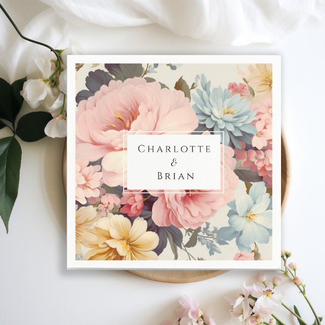 Eleganta, färgrika, vintageblommor servettband pappersservett (Skapare uppladdad)