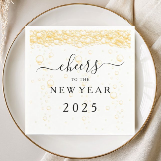 Eleganta Fizz Bubblar Skålar Nyårsafton Pappersservett (Elegant Fizz Bubbles Cheers New Year's Eve Napkins)