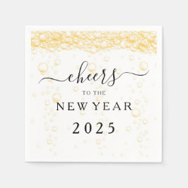 Eleganta fizzbubblor jublar på nyårsafton pappersservett